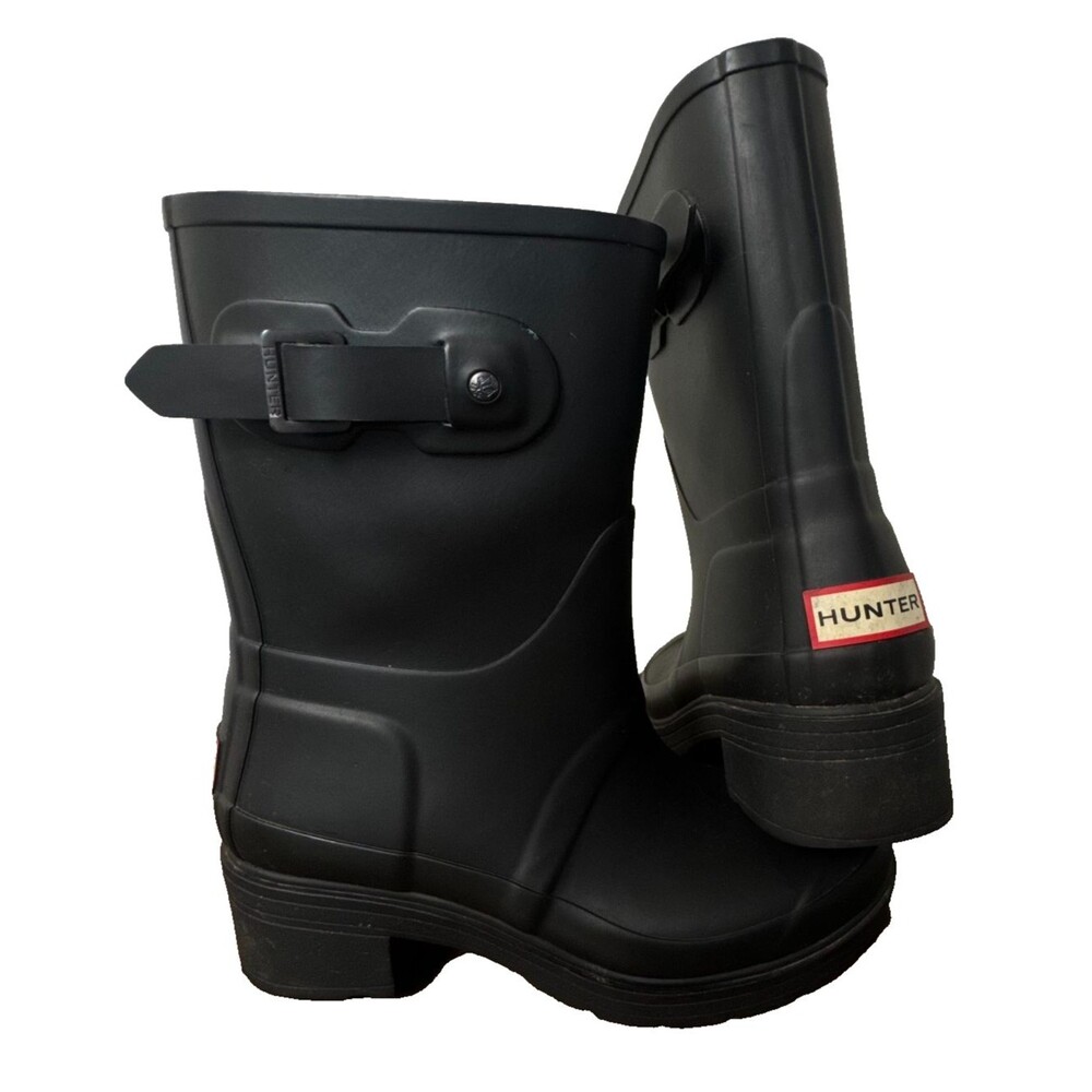 Hunter Original Short Rain Boots Black Waterproof Rubber Women’s US 6